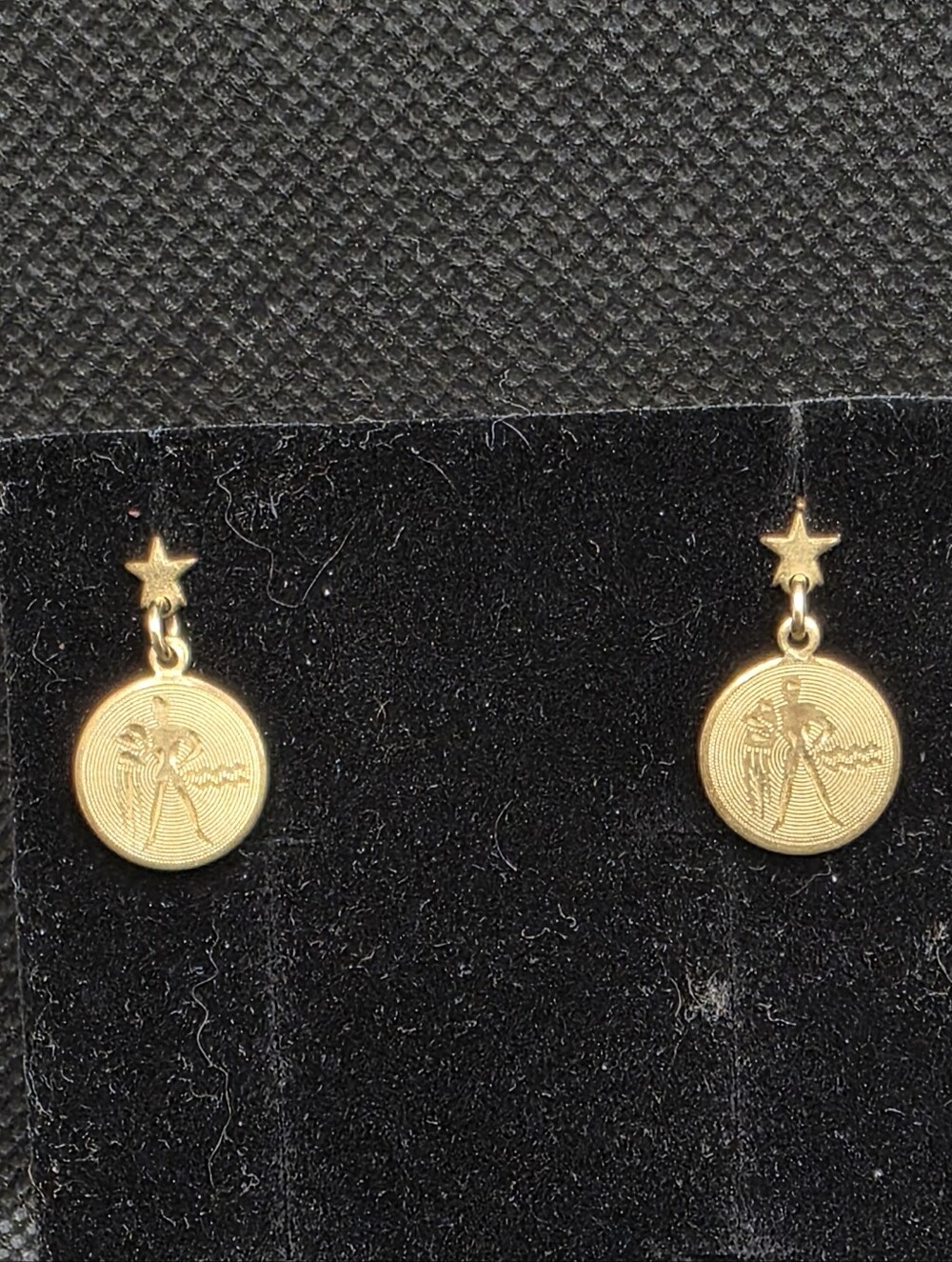 Vintage Wells 1/20 12K GF Aquarius Star Stud Dangle Earrings Gold Filled